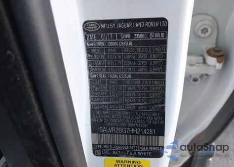 2017 Land Rover Range Rover Evoque Hse z USA, uszkodzony, nr VIN SALVR2BG7HH214281